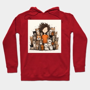 A Boy Surrounded by Playful Dogs 4 Hoodie